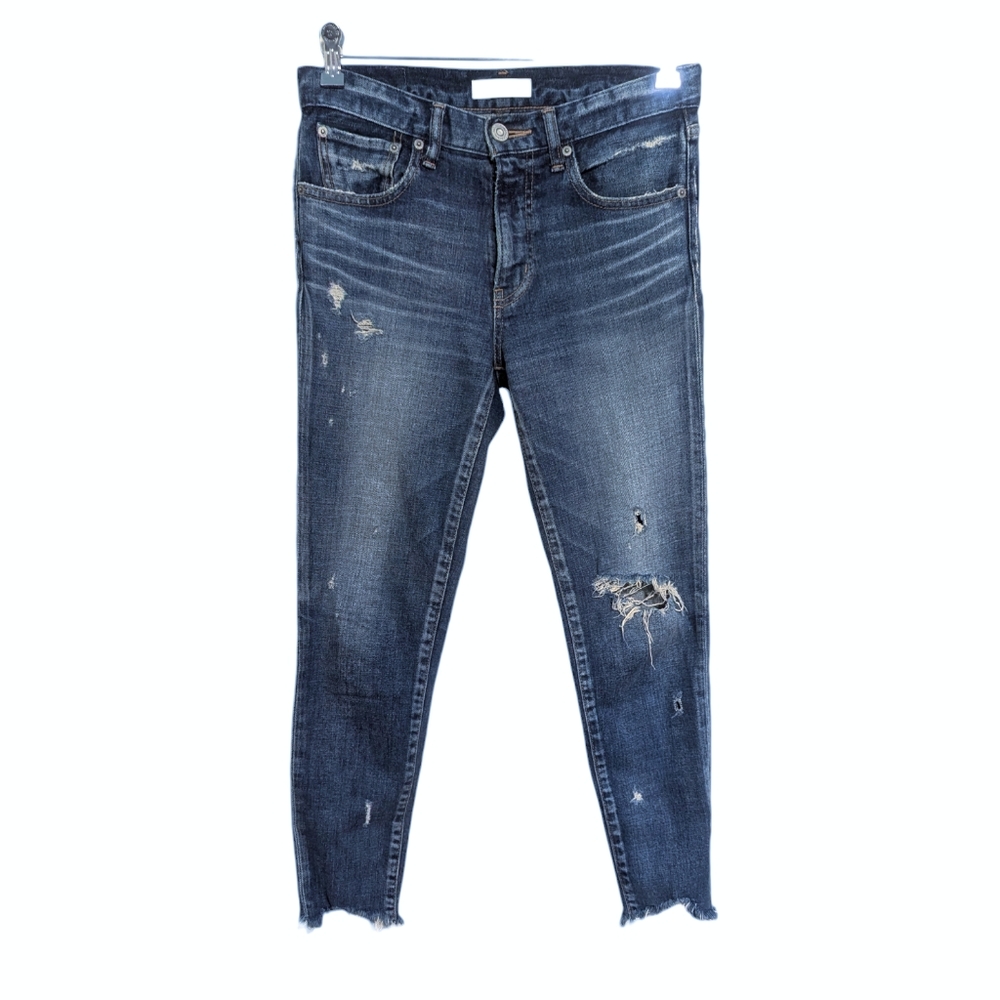 Moussy Vintage Japan Glendele Distressed Raw Hem Ankle Skinny Denim Jeans 26